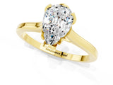 Yellow gold Pear Cut Moissanite Solitaire Ring with Flower Prong Setting and Classic Band_13