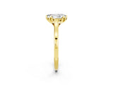 Yellow gold Pear Cut Moissanite Solitaire Ring with Flower Prong Setting and Classic Band_14