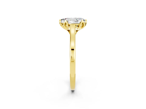 Yellow gold Pear Cut Moissanite Solitaire Ring with Flower Prong Setting and Classic Band_14