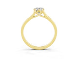 Yellow gold Pear Cut Moissanite Solitaire Ring with Flower Prong Setting and Classic Band_15