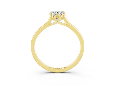 Yellow gold Pear Cut Moissanite Solitaire Ring with Flower Prong Setting and Classic Band_15