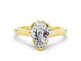 Yellow gold Pear Cut Moissanite Solitaire Ring with Flower Prong Setting and Classic Band_36