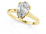 Yellow gold Pear Cut Moissanite Solitaire Ring with Flower Prong Setting and Classic Band_37