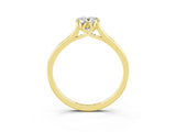Yellow gold Pear Cut Moissanite Solitaire Ring with Flower Prong Setting and Classic Band_39