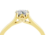 Yellow gold Pear Cut Moissanite Solitaire Ring with Flower Prong Setting and Classic Band_40