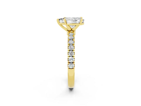 Yellow gold Pear Cut Moissanite Solitaire Ring with Pavé Accents and Four-Prong Setting_2