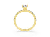 Yellow gold Pear Cut Moissanite Solitaire Ring with Pavé Accents and Four-Prong Setting_3