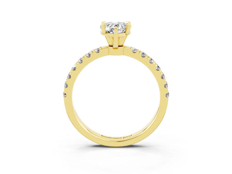 Yellow gold Pear Cut Moissanite Solitaire Ring with Pavé Accents and Four-Prong Setting_3