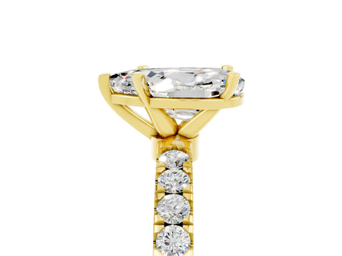 Yellow gold Pear Cut Moissanite Solitaire Ring with Pavé Accents and Four-Prong Setting_5