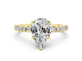 Yellow gold Pear Cut Moissanite Solitaire Ring with Pavé Band and Four-Prong Setting_24