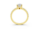 Yellow gold Pear Cut Moissanite Solitaire Ring with Pavé Band and Four-Prong Setting_27