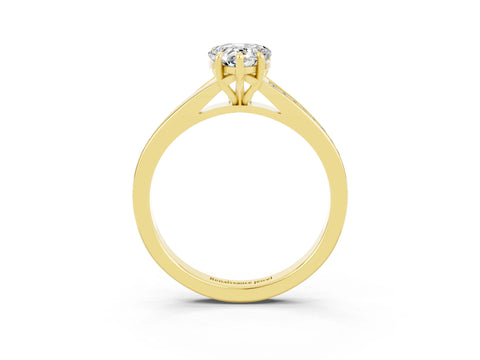 Yellow gold Pear Cut Moissanite Solitaire Ring with Pavé Band and Prong Setting_3