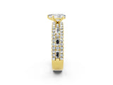 Yellow gold Pear Cut Moissanite Solitaire Ring with Pavé and Channel Set Band_2