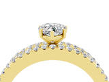 Yellow gold Pear Cut Moissanite Solitaire Ring with Pavé and Channel Set Band_4