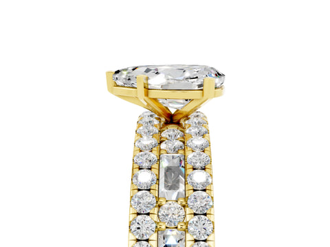 Yellow gold Pear Cut Moissanite Solitaire Ring with Pavé and Channel Set Band_5