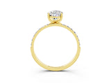Yellow gold Pear Cut Moissanite Solitaire Ring with Pave Band and Four Prong Setting_27