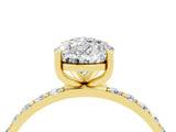 Yellow gold Pear Cut Moissanite Solitaire Ring with Pave Band and Four Prong Setting_28