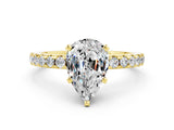 Yellow gold Pear Cut Moissanite Solitaire Ring with Round  Pavé Band and Four-Prong Setting_36