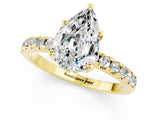 Yellow gold Pear Cut Moissanite Solitaire Ring with Round  Pavé Band and Four-Prong Setting_37