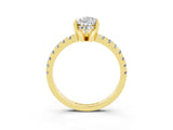Yellow gold Pear Cut Moissanite Solitaire Ring with Round  Pavé Band and Four-Prong Setting_39