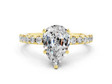 Yellow gold Pear Cut Moissanite Solitaire Ring with Round  Pavé Band and Four-Prong Setting_42