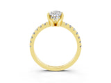 Yellow gold Pear Cut Moissanite Solitaire Ring with Round  Pavé Band and Four-Prong Setting_45