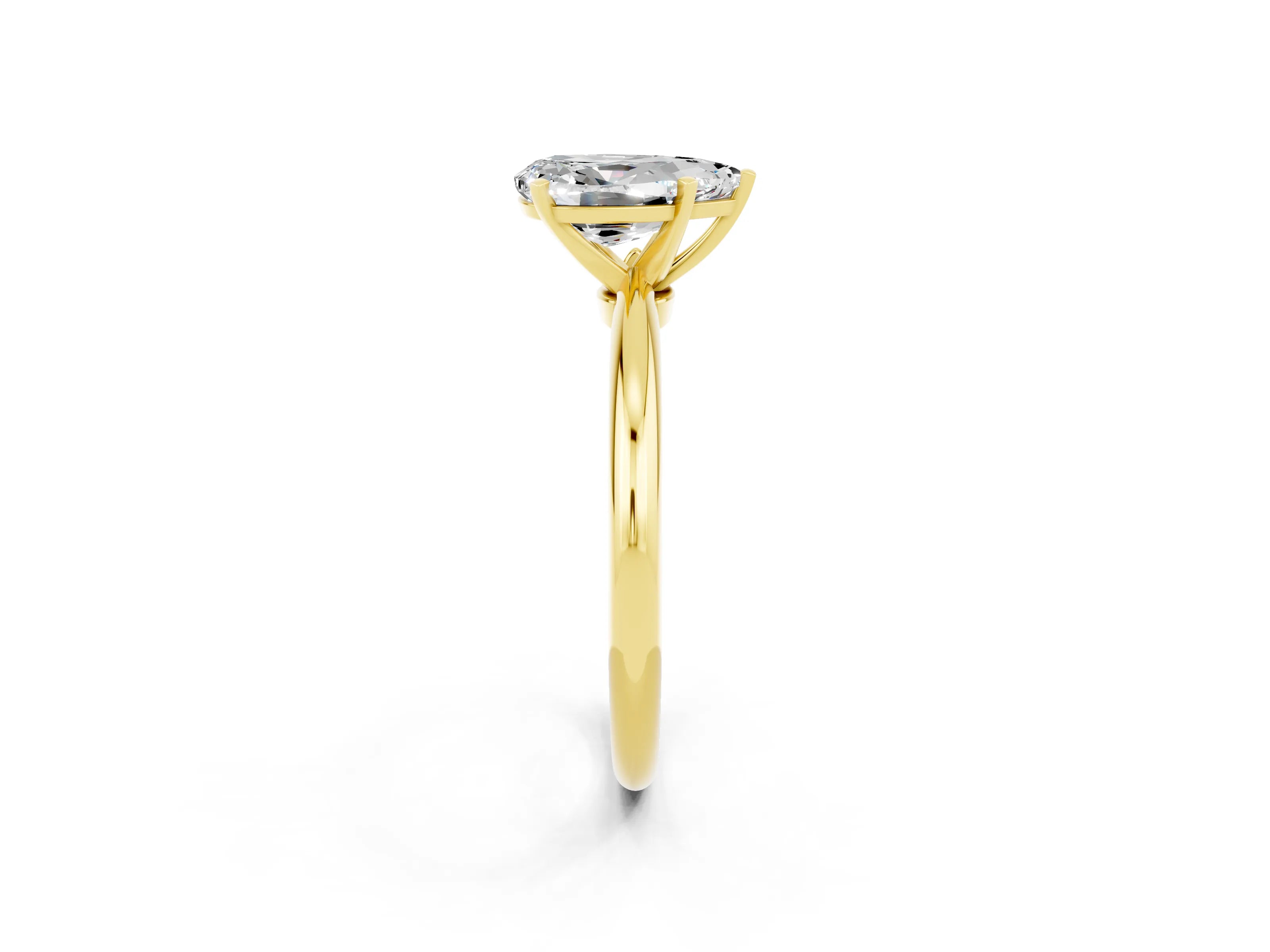 Yellow gold Pear Cut Moissanite Solitaire Ring with Six-Prong Setting and Classic Band_2