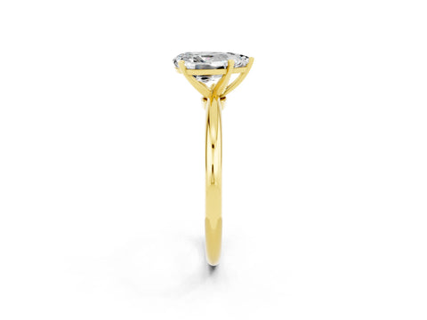 Yellow gold Pear Cut Moissanite Solitaire Ring with Six-Prong Setting and Classic Band_2