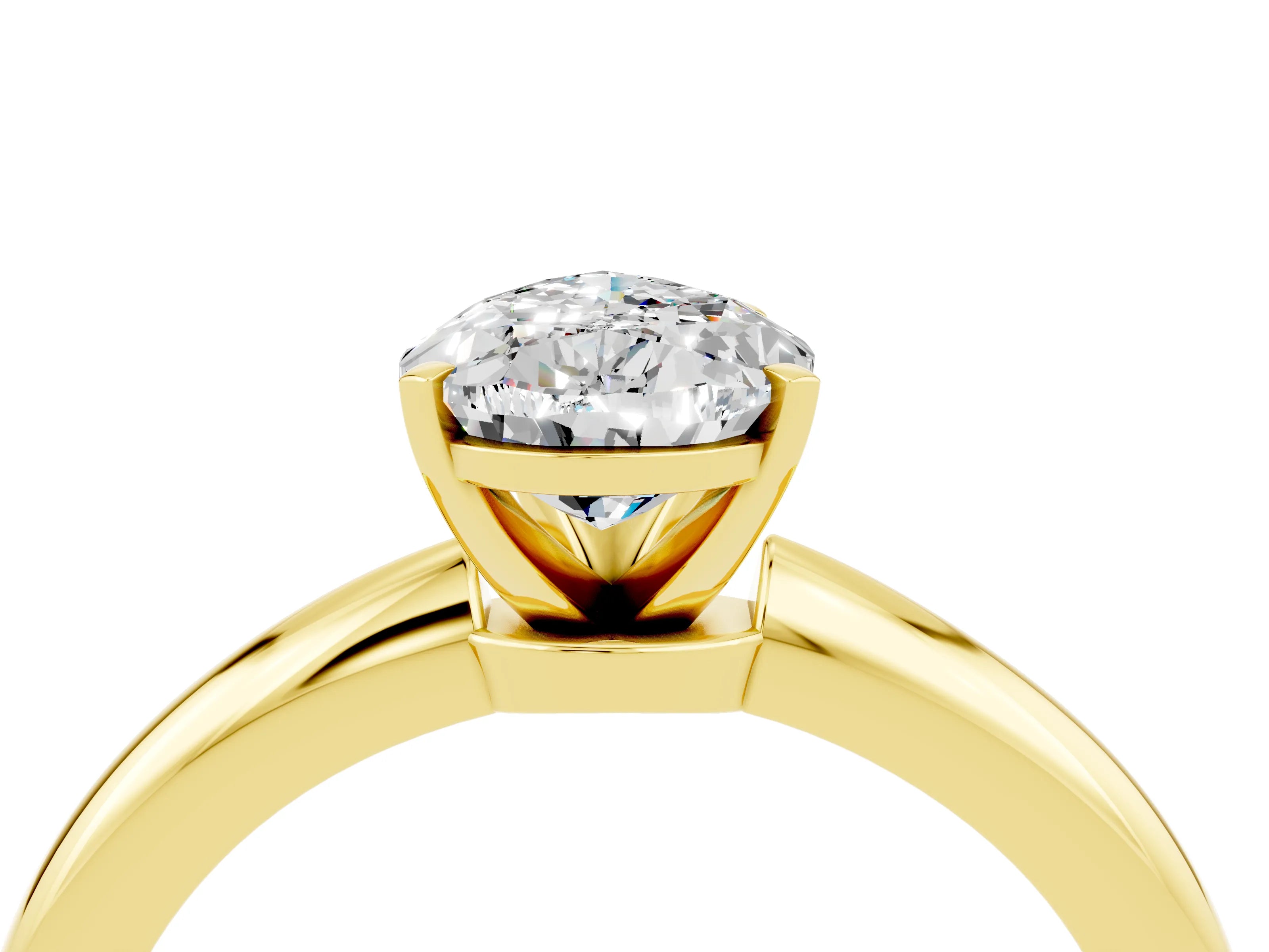 Yellow gold Pear Cut Moissanite Solitaire Ring with Six-Prong Setting and Classic Band_4