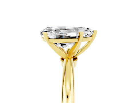 Yellow gold Pear Cut Moissanite Solitaire Ring with Six-Prong Setting and Classic Band_5
