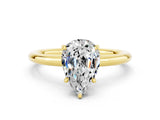 Yellow gold Pear Cut Moissanite Solitaire Ring with Thin Band and Four-Prong Setting_12