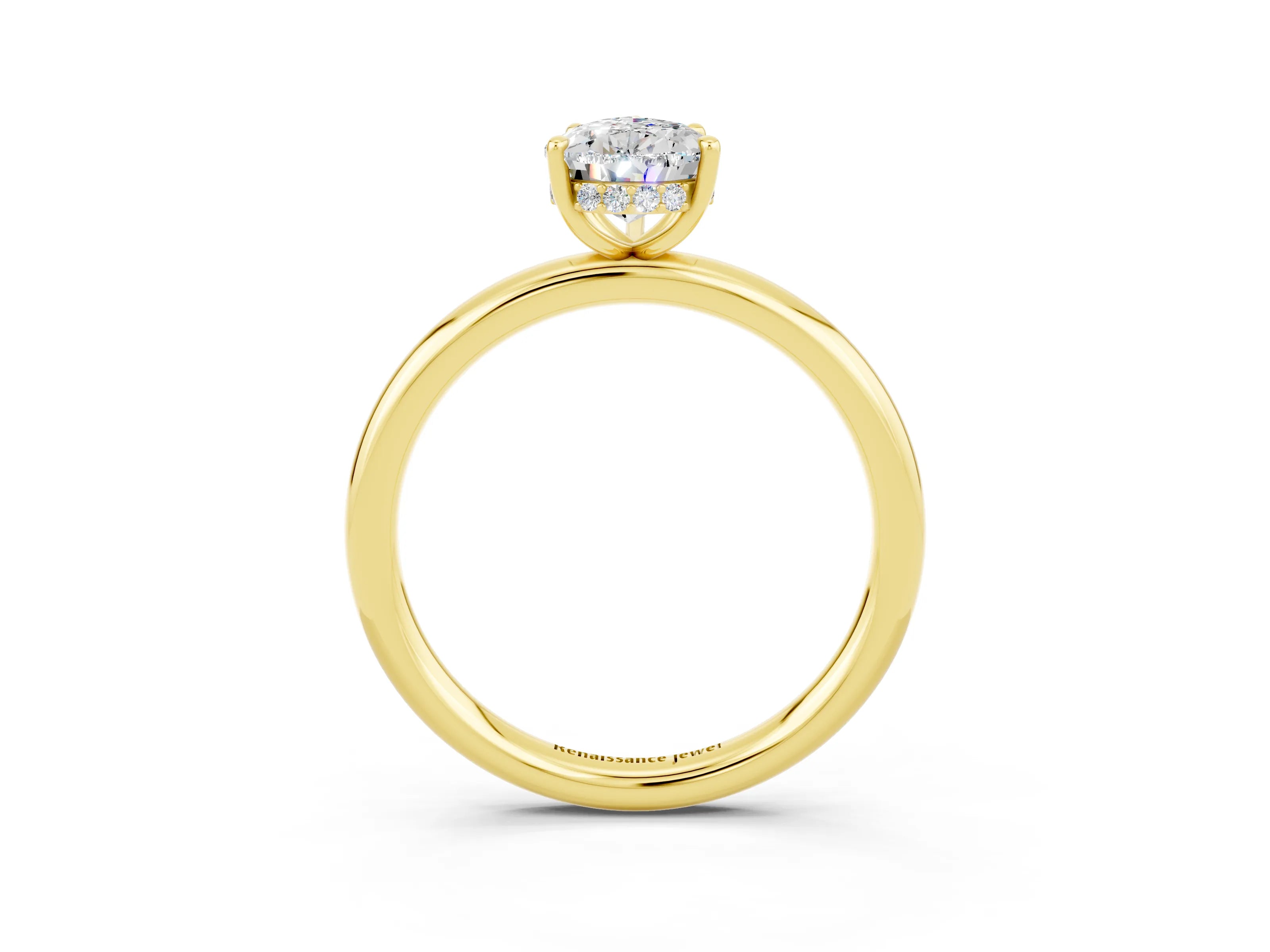 Yellow gold Pear Cut Moissanite Solitaire Ring with Thin Band and Four-Prong Setting_15
