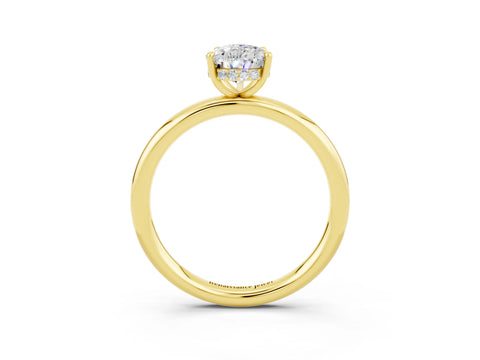 Yellow gold Pear Cut Moissanite Solitaire Ring with Thin Band and Four-Prong Setting_15