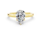 Yellow gold Pear Cut Moissanite Solitaire Ring with Thin Band and Prong Setting_12