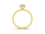 Yellow gold Pear Cut Moissanite Solitaire Ring with Thin Band and Prong Setting_15