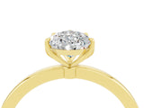 Yellow gold Pear Cut Moissanite Solitaire Ring with Thin Band and Prong Setting_16