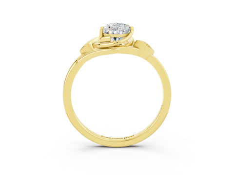 Yellow gold Pear Cut Moissanite Solitaire Ring with Twist Band and Four-Prong Setting_27