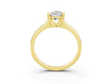 Yellow gold Pear Cut Moissanite Solitaire Ring with Wide Band and Prong Setting_3