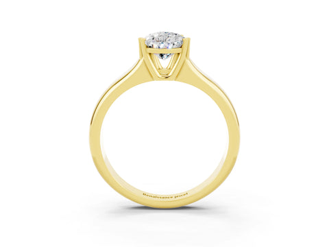 Yellow gold Pear Cut Moissanite Solitaire Ring with Wide Band and Prong Setting_3
