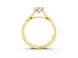 Yellow gold Pear Cut Moissanite Solitaire Twist Band Prong Setting Ring_39