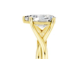 Yellow gold Pear Cut Moissanite Solitaire Twist Band Prong Setting Ring_41
