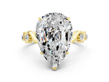 Yellow gold Pear Cut Moissanite Solitaire Twisted Band with Round  Accents and Prong Setting_12