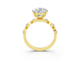 Yellow gold Pear Cut Moissanite Solitaire Twisted Band with Round  Accents and Prong Setting_15