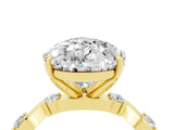 Yellow gold Pear Cut Moissanite Solitaire Twisted Band with Round  Accents and Prong Setting_16