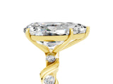 Yellow gold Pear Cut Moissanite Solitaire Twisted Band with Round  Accents and Prong Setting_17