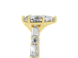 Yellow gold Pear Cut Moissanite Solitaire with Side Baguettes and Channel Set Band_5
