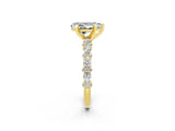 Yellow gold Pear Cut Moissanite Solitaire with Side Stones, Pave Band, Four-Prong Setting_38