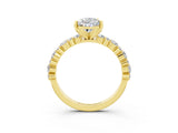 Yellow gold Pear Cut Moissanite Solitaire with Side Stones, Pave Band, Four-Prong Setting_39