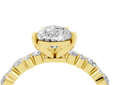 Yellow gold Pear Cut Moissanite Solitaire with Side Stones, Pave Band, Four-Prong Setting_40