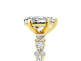 Yellow gold Pear Cut Moissanite Solitaire with Side Stones, Pave Band, Four-Prong Setting_41